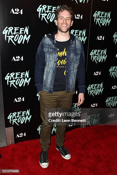 Actor Glenn Howerton attends the premiere of A24's "Green Room" at ArcLight Hollywood on April 13, 2016 in Hollywood, California.