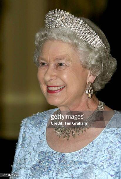 Queen Elizabeth Ll Attending A Dinner At The Governor General's Residence, Kings House, Wearing The Russian Fringe Diamond Tiara [ Originally Given...