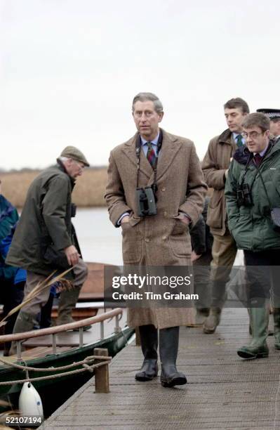 Prince Charles, Patron Of The Wildlife Trusts, Visiting The Norfolk Wildlife Trust, Hickling Broad, Norfolk. Climbing Off The Traditional Reed...