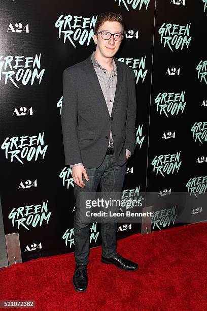Actor David Thompson attends the premiere of A24's "Green Room" at ArcLight Hollywood on April 13, 2016 in Hollywood, California.