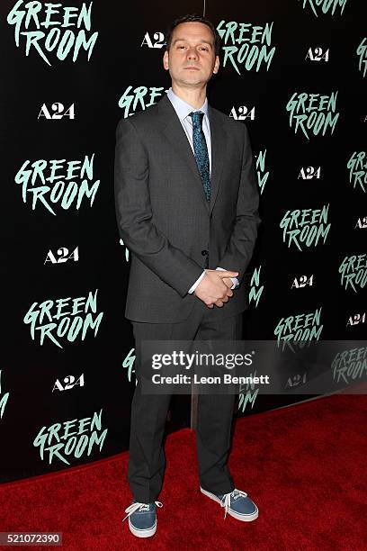 Director Jeremy Saulnier attends the premiere of A24's "Green Room" at ArcLight Hollywood on April 13, 2016 in Hollywood, California.