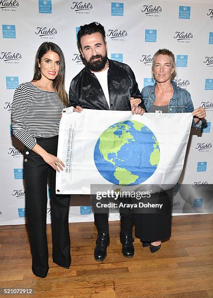 Nikki Reed, Chris Salgardo and Mitch Hedlund attend the unveiling of the Earth Day Partnership with Kiehl's for Recycle Across America at Kiehl's...