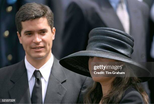 Princess Alexia Of Greece With Her Fiancee, Carlos Morales Quintana, Attending The Memorial Service For King Hussein Of Jordan At St Paul's...