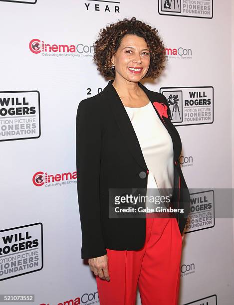 Universal Pictures Chairman Donna Langley, recipient of the Pioneer of the Year award, attends the 2016 Will Rogers Pioneer of the Year Dinner...