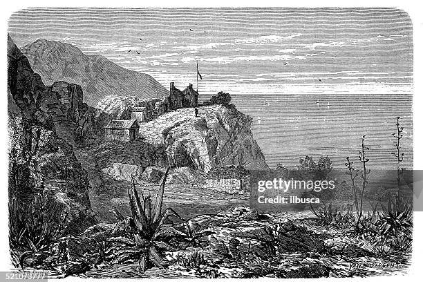 illustrations, cliparts, dessins animés et icônes de ancienne illustration de île de l'ascension - île de l'ascension