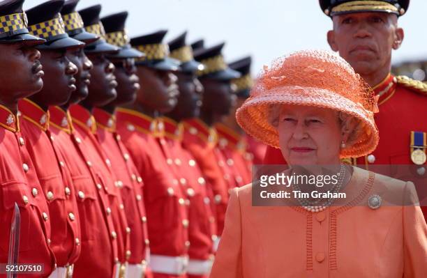 Queen Elizabeth II Beginning Her Jubilee Tour In This Commonwealth Country Just Three Days After The Funeral Of Her Younger Sister. Changing From Her...