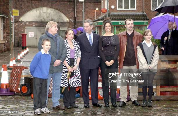 Prince Charles Visiting The Set Of The Television Series 'coronation Street' To Celebrate The Programme's 40th Anniversary. Outside The Rovers Return...