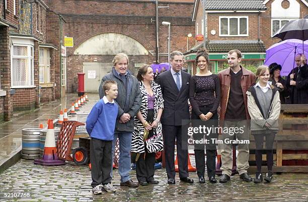 Prince Charles Visiting The Set Of The Television Series 'coronation Street' To Celebrate The Programme's 40th Anniversary. Outside The Rovers Return...