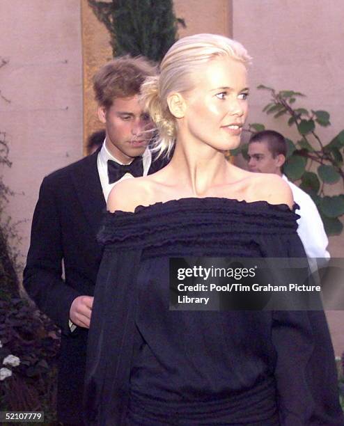 Prince William With Model Claudia Schiffer Attending A Party At Highgrove In Gloucestershire. The Prince Was Taking His Father's Place As Due To A...