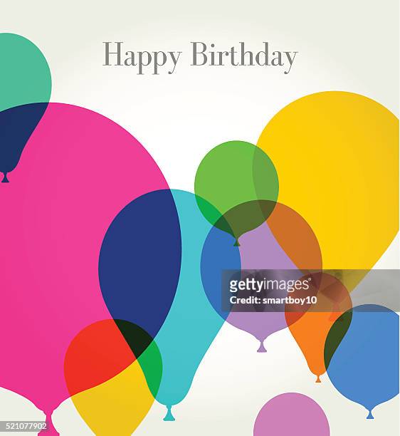 birthday greeting with balloons - birthday stock illustrations