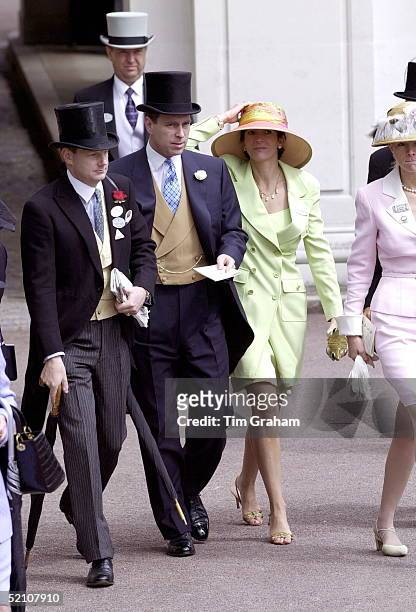 Royal Ascot Race Meeting Thursday - Ladies Day. Prince Andrew, Duke Of York and Ghislaine Maxwell At Ascot. With them are Edward and Caroline Stanley...