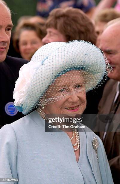 The Queen Mother Smiling Whilst Visiting The Sandringham Flower Show In Norfolk.