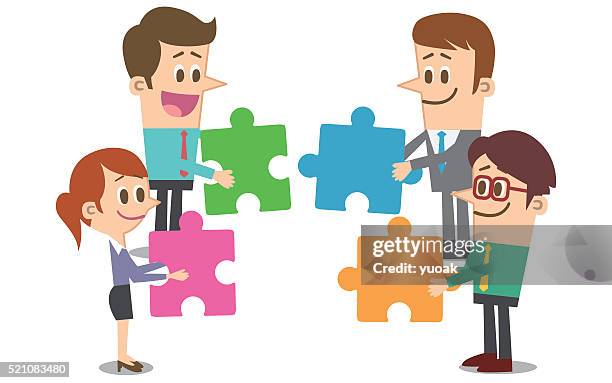 teamwork - integrated solutions stock illustrations