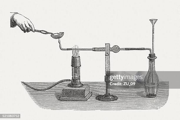 production of arsine, wood engraving, published in 1880 - zinc stock illustrations