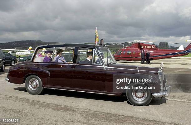 The Queen In Her Official Rolls Royce At Shoreham Airport In Sussex Having Arrived In A Royal Flight Helicopter For Her Visit To The St John...