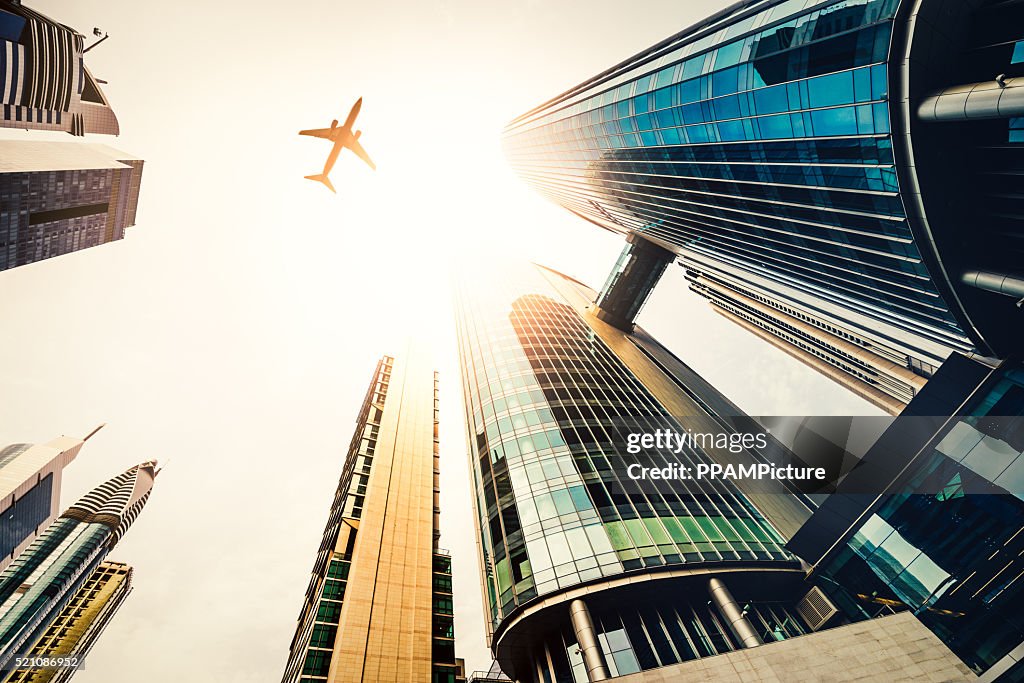 Skyscraper with a airplane silhouette