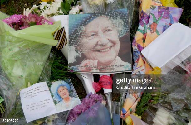 Floral Tributes Left Outside The Late Queen Mother's Home, Clarence House.