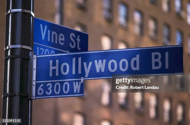 hollywood boulevard and vine street - vine street hollywood stock-fotos und bilder