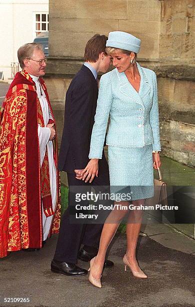 Diana, Princess Of Wales, With Her Son, Prince William, At St George's Chapel, Windsor.