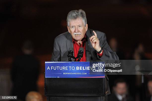 Communications Workers of America president Christopher Shelton speaks onstage during a campaign event for Democratic presidential candidate U.S....