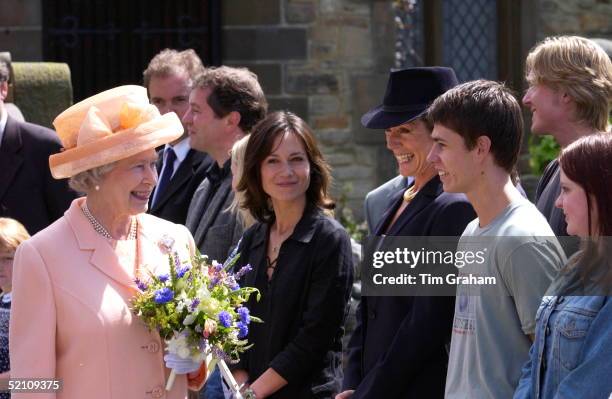 Queen Elizabeth Ll Visiting The Set Of 'emmerdale', A Well Known British Soap Opera Produced By Yorkshire Television Limited, As Part Of Her...