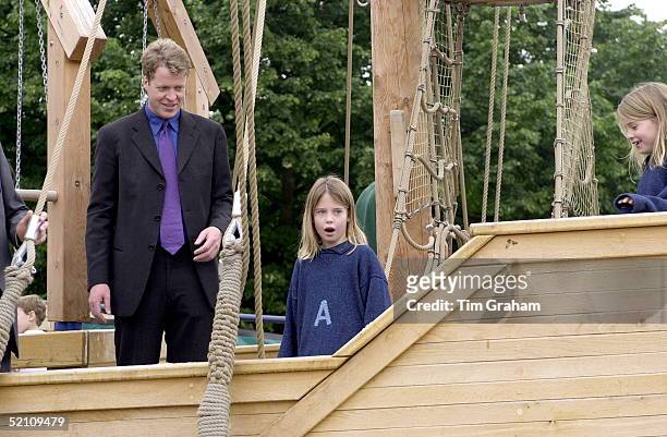Charles,earl Spencer, Brother Of The Princess Of Wales, With His Children Amelia And Eliza At The Opening Of The Princess Of Wales Memorial...