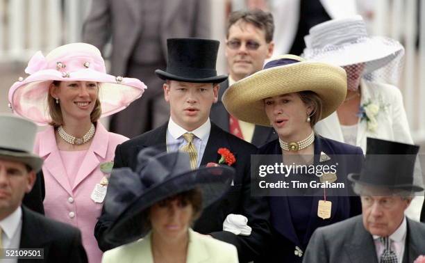 Tiggy Legge-bourke With Her Sister, Zara Plunkett-ernle-erle-drax And Their Brother At Ascot Races.