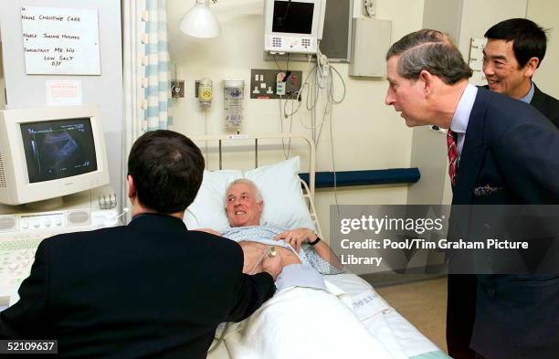 Prince Charles Observes A Liver Scan Of Patient Stephen White On The Liver Cancer Ward At The University Hospital During His Visit To The Ward.