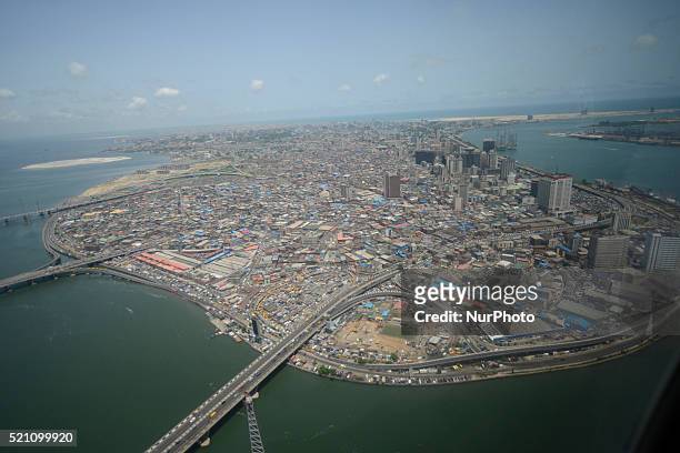 Aerial view of Lagos Island in Lagos, the commercial capital of Nigeria on Wednesday, April 13 2016.
