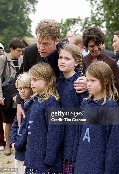 Earl Spencer, Brother Of Princess Of Wales, With His Children At Opening Of The Princess Of Wales Memorial Playground In Kensington Gardens In...