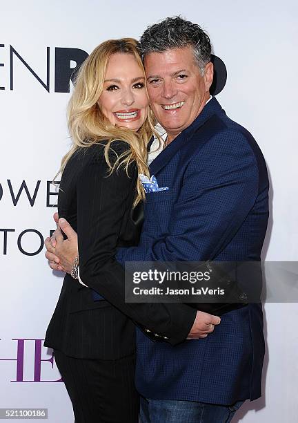 Taylor Armstrong and husband John H Bluher attend the premiere of "Mother's Day" at TCL Chinese Theatre IMAX on April 13, 2016 in Hollywood,...