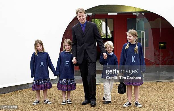 Earl Spencer, Brother Of The Princess Of Wales, With His Children At The Opening Of The Princess Of Wales Memorial Playground In Kensington Gardens...