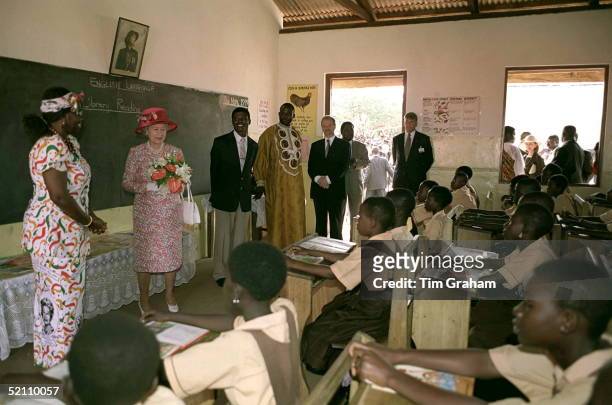 The Queen Visiting A Classroom At The Wireless Cluster Junior School In Accra, Ghana.