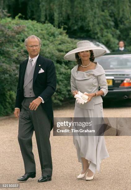 King Carl Gustav And Queen Silvia Of Sweden Arriving For The Wedding Reception For Princess Alexia Of Greece And Carlos Morales Quintana At Kenwood...