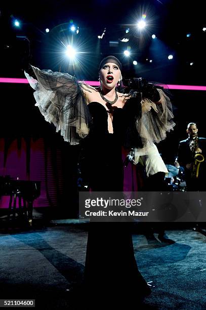 Lady Gaga performs onstage at the launch of the Parker Institute for Cancer Immunotherapy, an unprecedented collaboration between the country's...