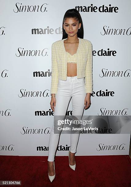 Zendaya attends the Marie Claire Fresh Faces party at Sunset Tower Hotel on April 11, 2016 in West Hollywood, California.
