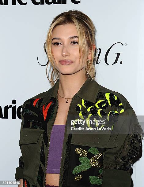 Hailey Baldwin attends the Marie Claire Fresh Faces party at Sunset Tower Hotel on April 11, 2016 in West Hollywood, California.