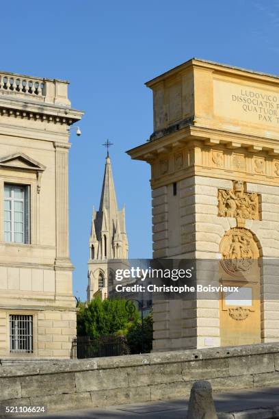 france, herault, montpellier, porte du peyrou (17th c) - montpellier stock pictures, royalty-free photos & images