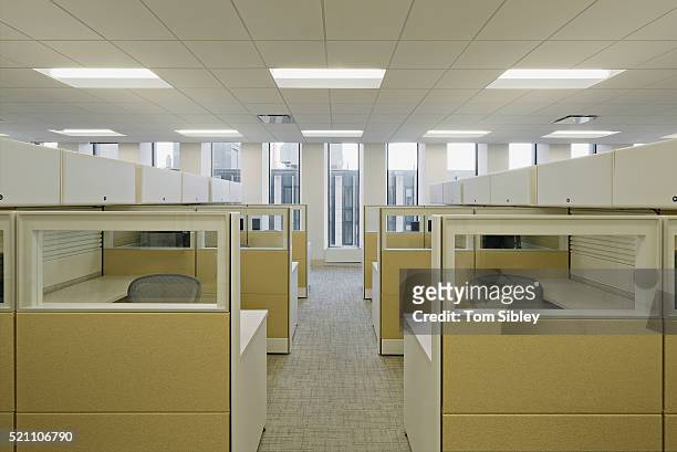 empty cubicle area - cubicles imagens e fotografias de stock