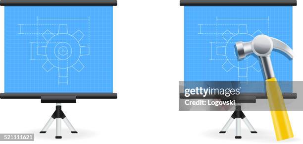 blueprint icons - architect board stock illustrations
