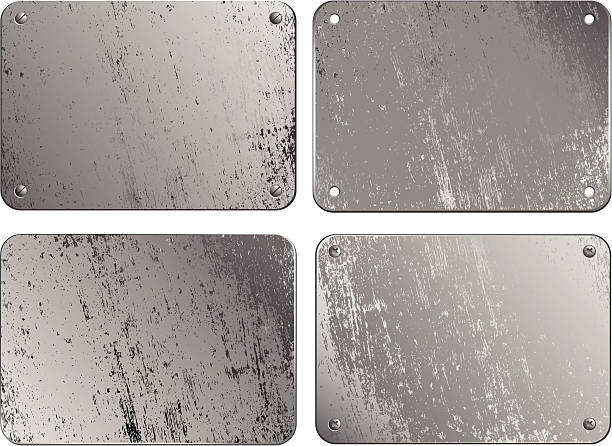 set of metal plates - scratched metal stock illustrations