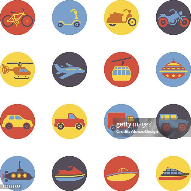 mode of transport icon set - submarine stock illustrations