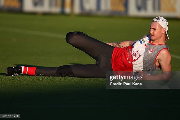 Giants contracted AFL player Cam McCarthy trains with South Fremantle at Fremantle Oval on April 14, 2016 in Fremantle, Australia.