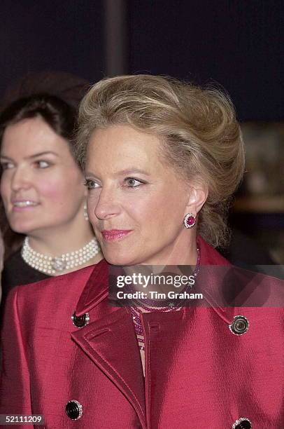 Princess Michael Of Kent Thoughtful During A Visit To An Antiques Fair In London In Aid Of The Children's Charity ' Kids ' - Her Lady In Waiting Emma...