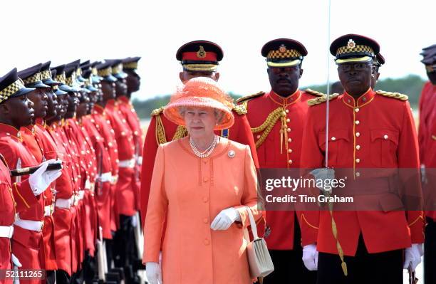 Queen Elizabeth II Beginning Her Jubilee Tour In This Commonwealth Country Just Three Days After The Funeral Of Her Younger Sister. Changing From Her...