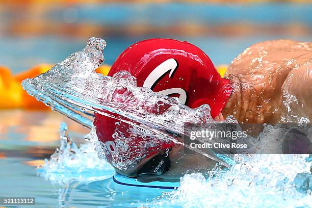 Zak Logue of Great Britain competes in the Men's 400 Individual Medley heats on day three of the British Swimming Championships at Tollcross...