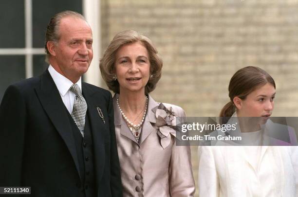 King Juan Carlos And Queen Sofia Of Spain Arriving For The Wedding Reception For Princess Alexia Of Greece And Carlos Morales Quintana At Kenwood...