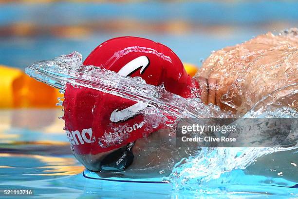 Zak Logue of Great Britain competes in the Men's 400 Individual Medley heats on day three of the British Swimming Championships at Tollcross...