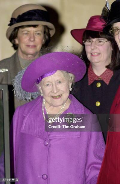 The Queen Mother Attending A Womens' Institute Afternoon Tea At West Newton Village Hall On The Edge Of The Queen's Sandringham Estate.
