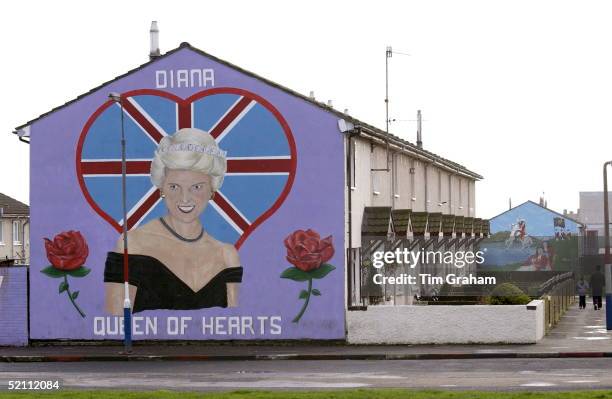 Making An Unannounced Visit Today To The Province, Charles Was Not Led Past This Mural Of Diana - Queen Of Hearts - Painted By Loyalists On The End...